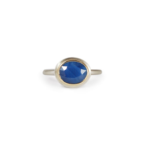 Oval Rose Cut Sapphire Ring
