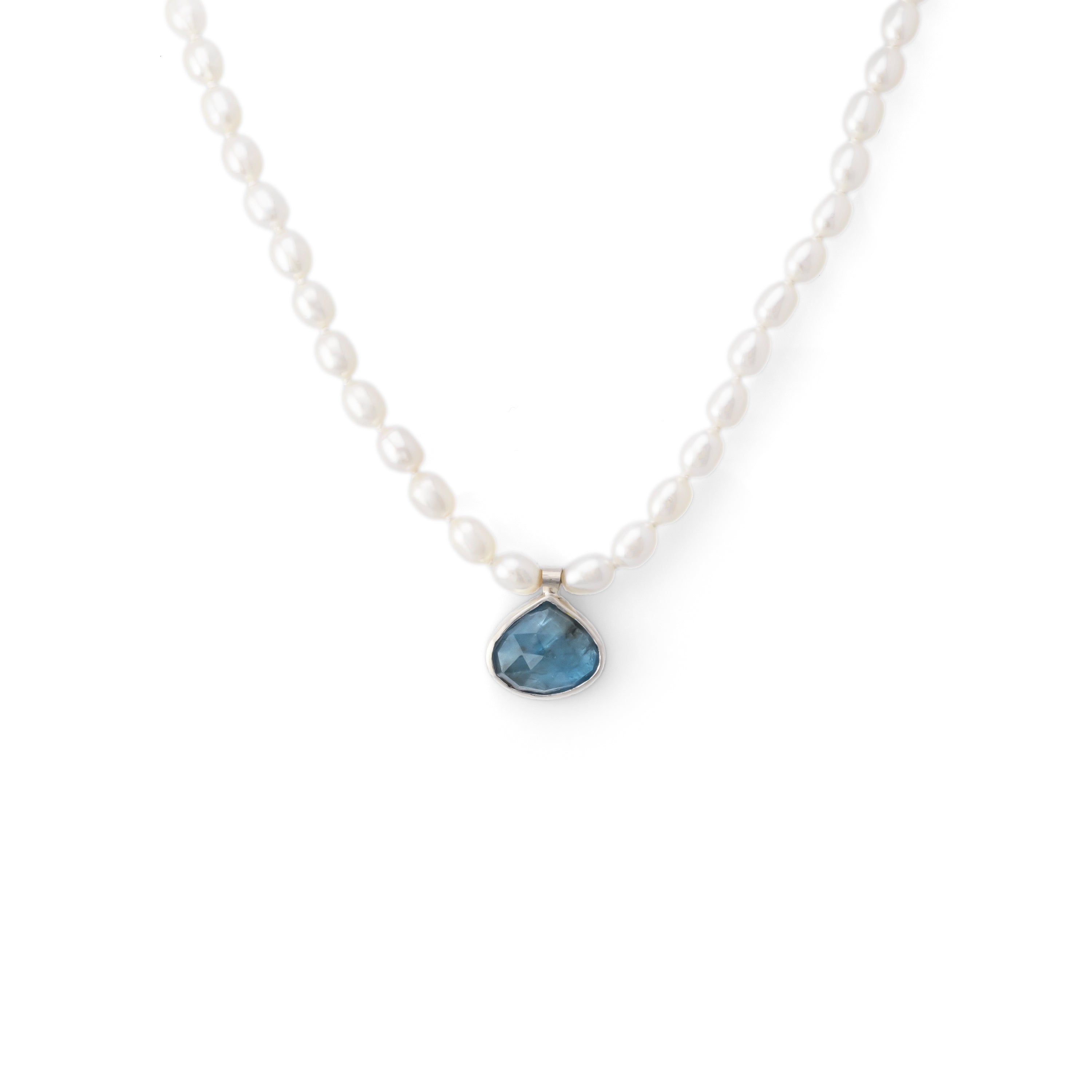 Kyanite with Oval Pearls