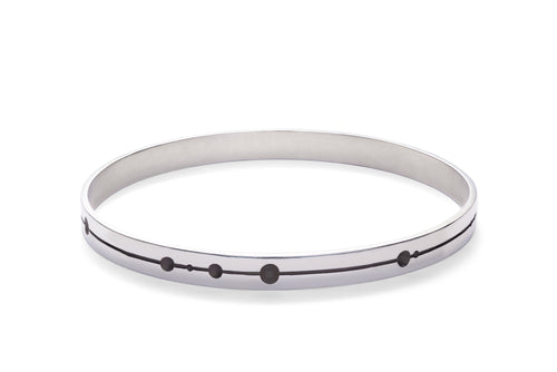 Sterling Silver Bangle - Single Line with Random Dots
