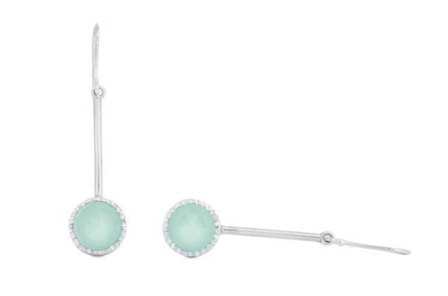 Lollipop drops with rose cut aqua chalcedony