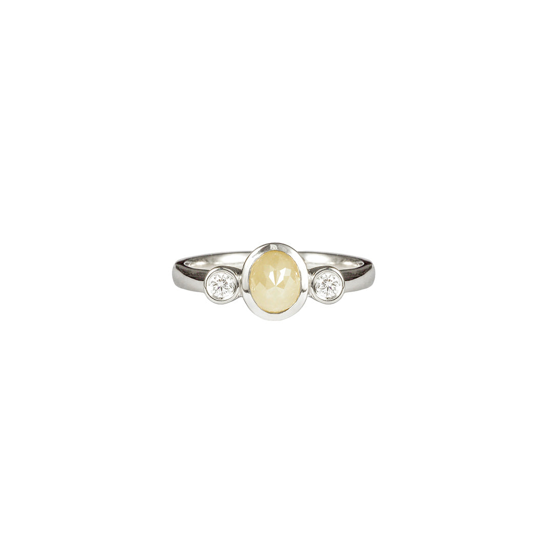 Rose Cut Green Oval Diamond Ring