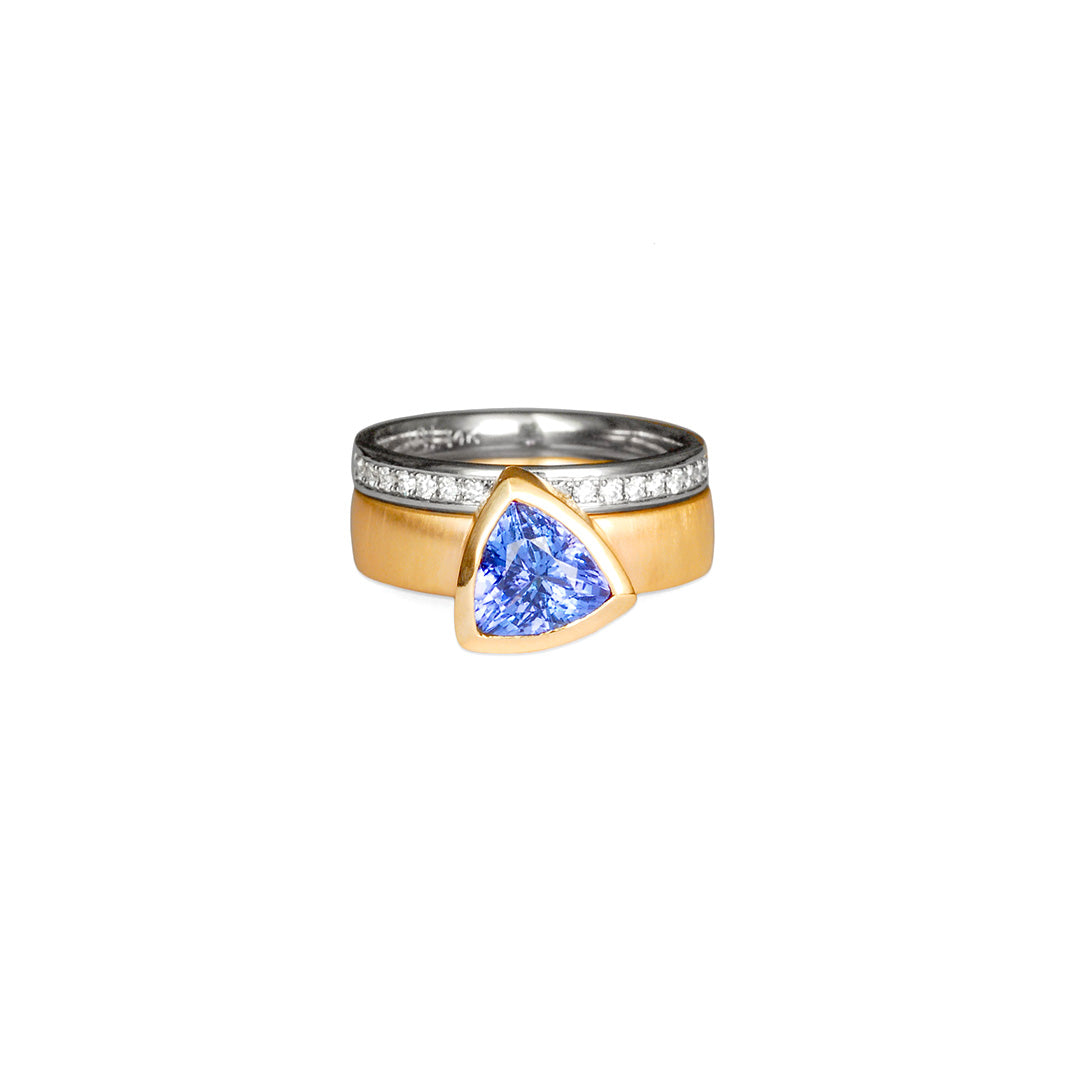 Tanzanite Trillion with Diamond Pavé Band