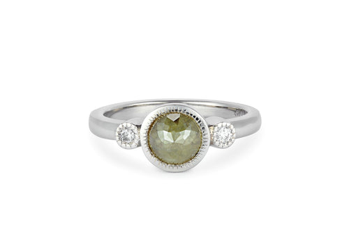 Rose Cut Green Diamond Ring